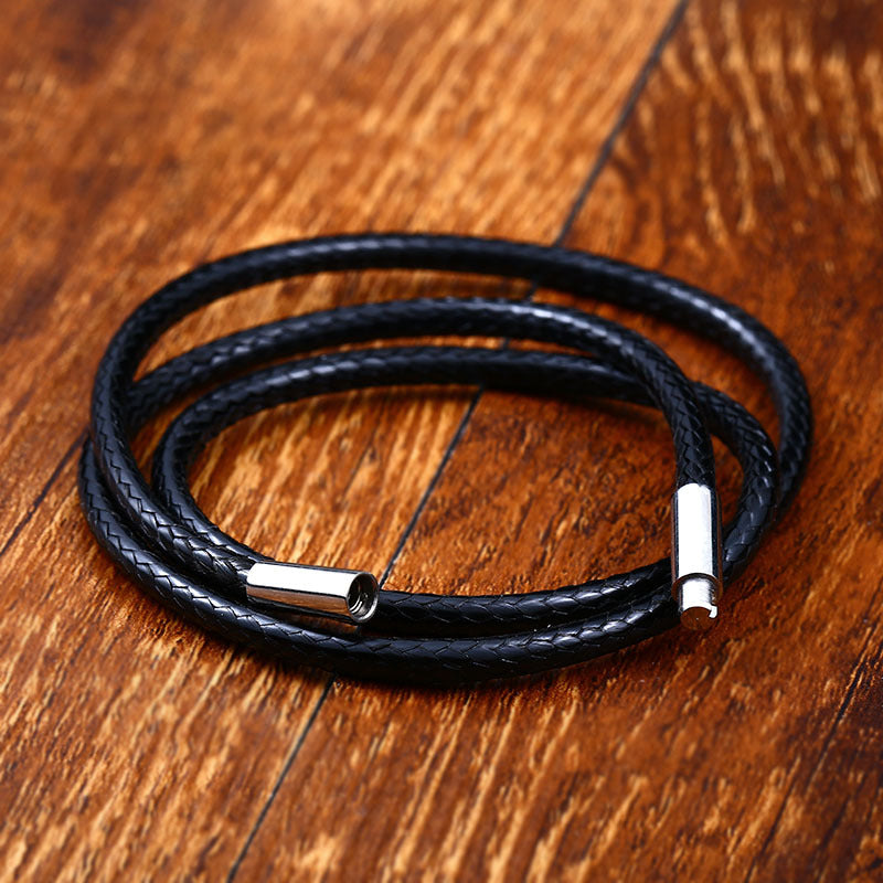 Necklace Rope Crystal Pendant Rope Cotton Wax Rope – Titanium Steel Rice Buckle Pendant