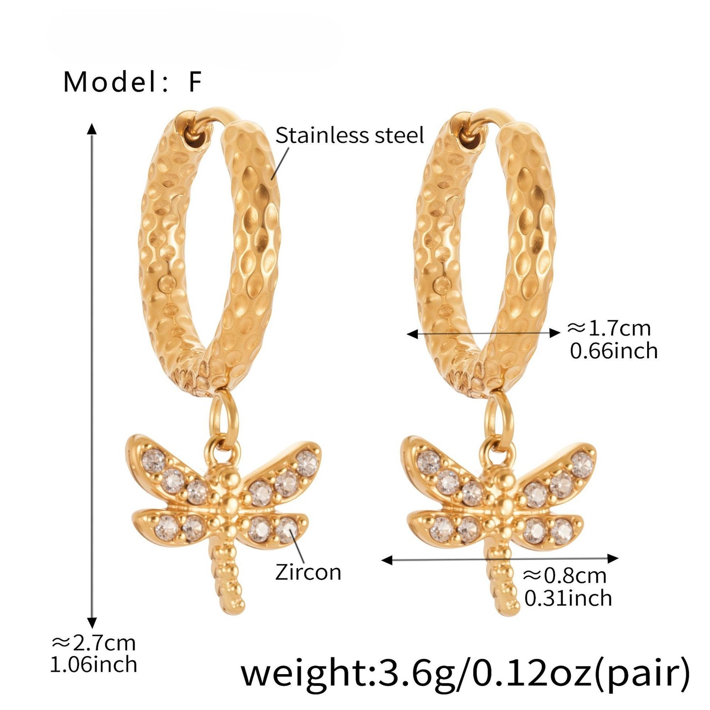 Planderful Zircon Dragonfly Earrings For Daily Wear Chic
