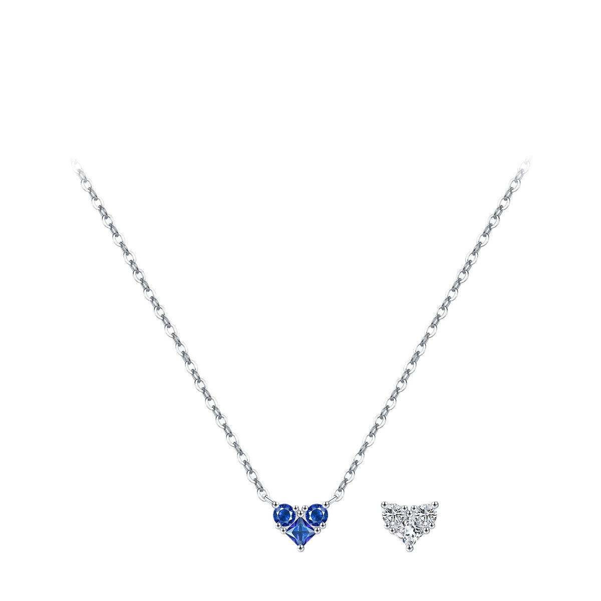 925 Sterling Silver Birthstone Heart Zircon Necklace