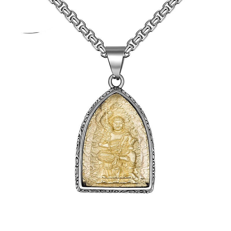 Steel Necklace – Elegant Buddha Pendant Necklace For Men Everyday Wear Gift Durable Tarnish-Resistant