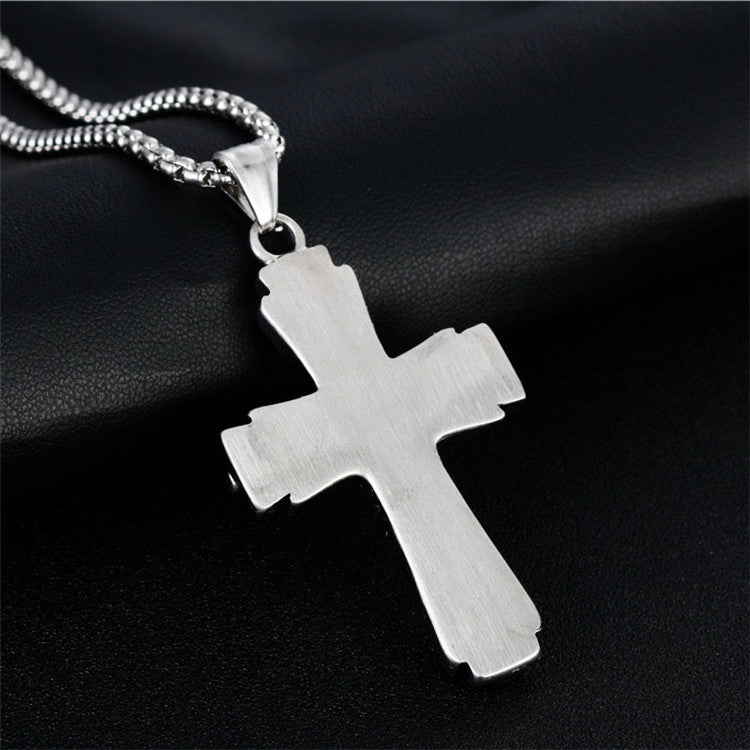 Titanium Steel Punk Cross Pendant Necklace for Men - Retro Trendy Design by Planderful
