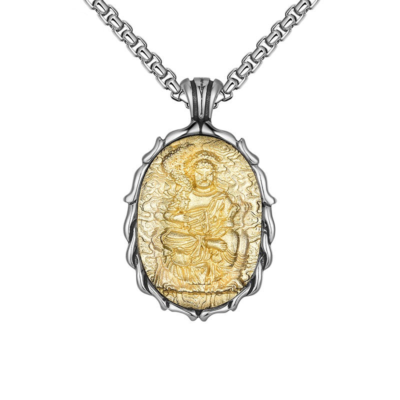 Stainless Steel Necklace – Statement Buddha Pendant For Men