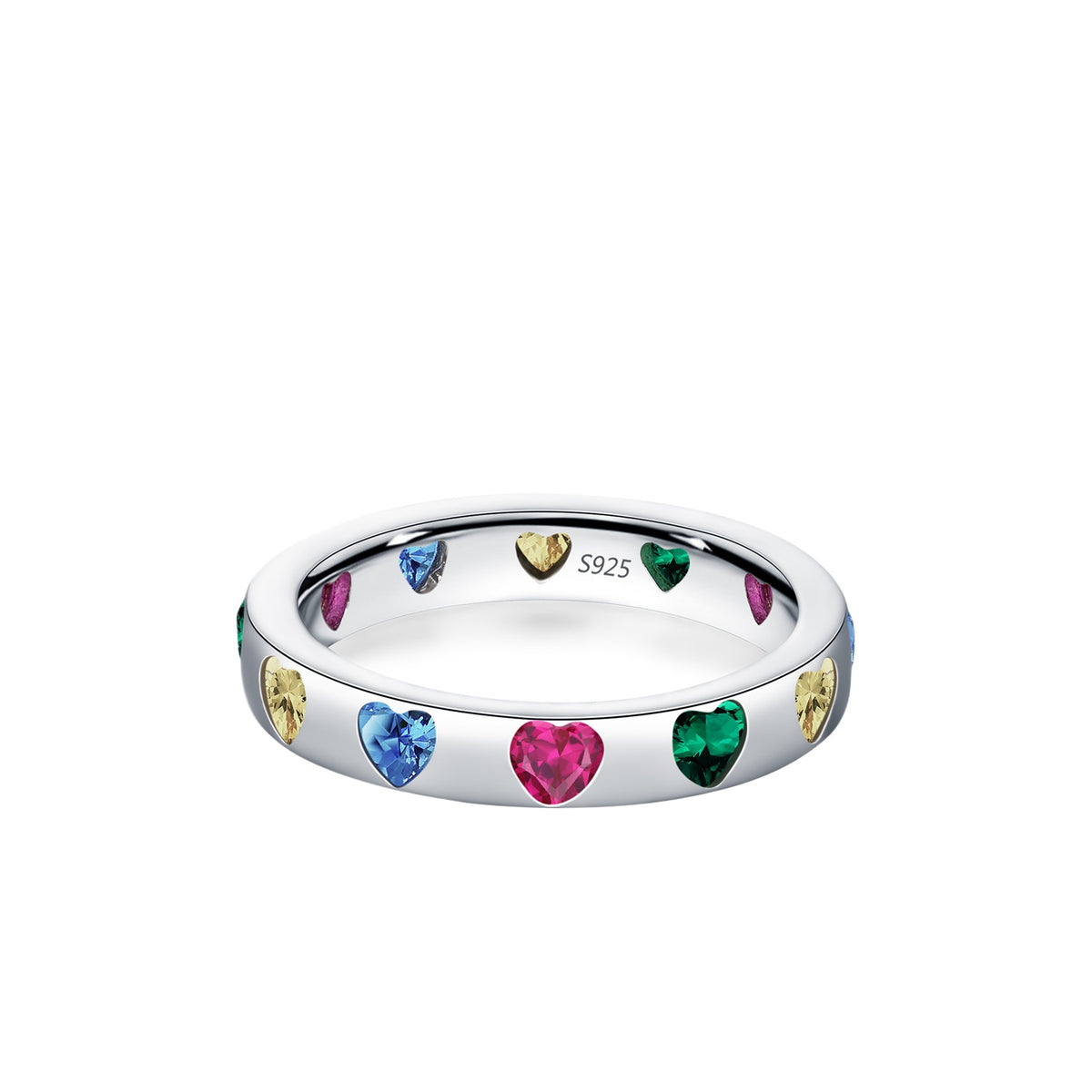925 Sterling Silver Clover Heart Turquoise Ring