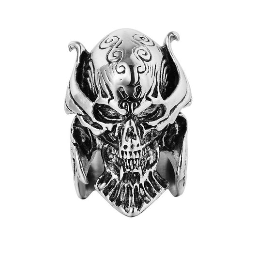 Halloween Hell Skull Titanium Steel Ring for Men