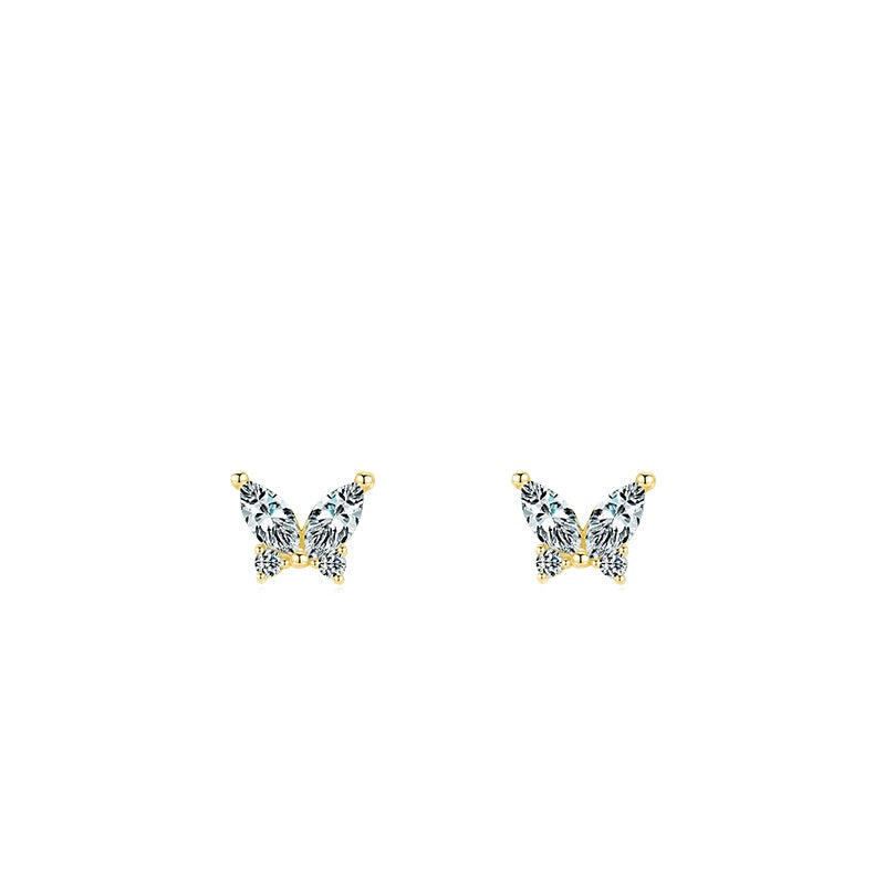 Silver Butterfly Sterling Silver Earrings with Zircon Gem