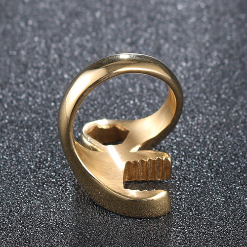 Men's Vintage-Inspired Titanium Steel Ring - Creative Wrench Design in Retro Stainless Steel