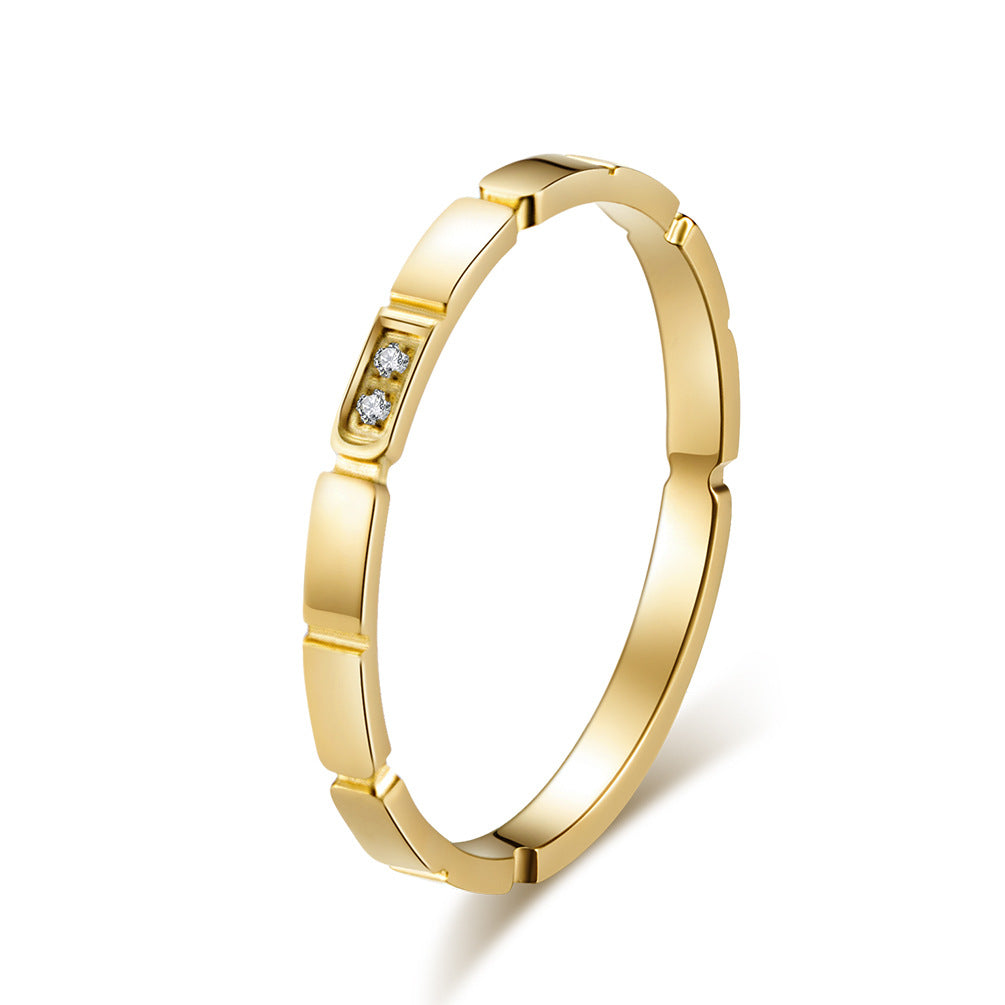 Bamboo Women's Ring – Zircon Women's Rose Gold – Customized Stainless Steel