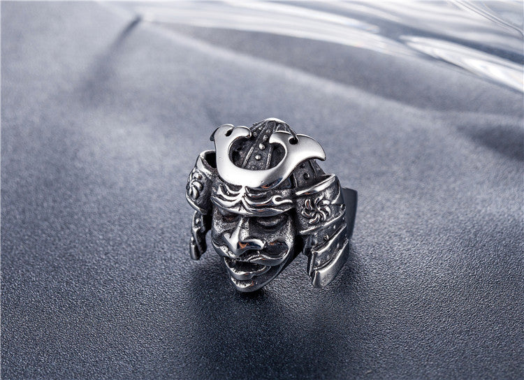Planderful Gothpunk Samurai Titanium Ring Unisex Protection Statement For Streetwear Enthusiasts