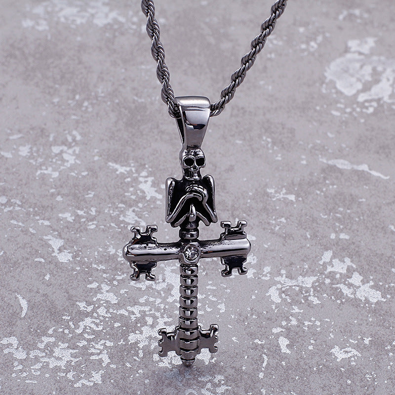 Skull Cross Key Pendant for Men - Stainless Steel European Titanium Steel Item