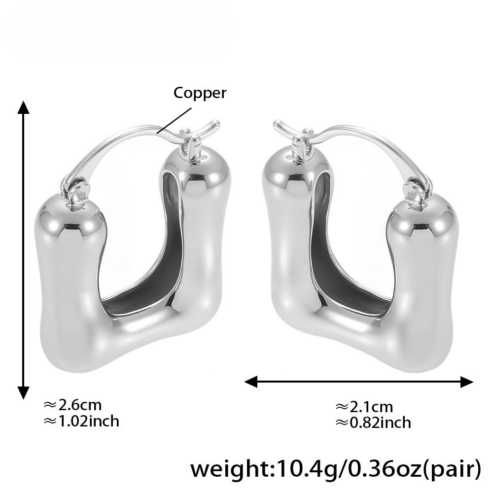 Planderful U Shaped Earrings Geometric 18K Gold Women