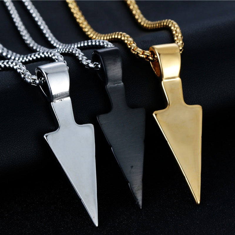 Trendy Titanium Steel Arrow Pendant Necklace for Men - Retro Style Spearhead Design