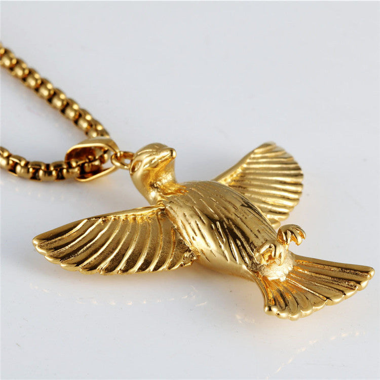 Titanium Steel Retro Pigeon Pendant Necklace for Trendy Men and Women