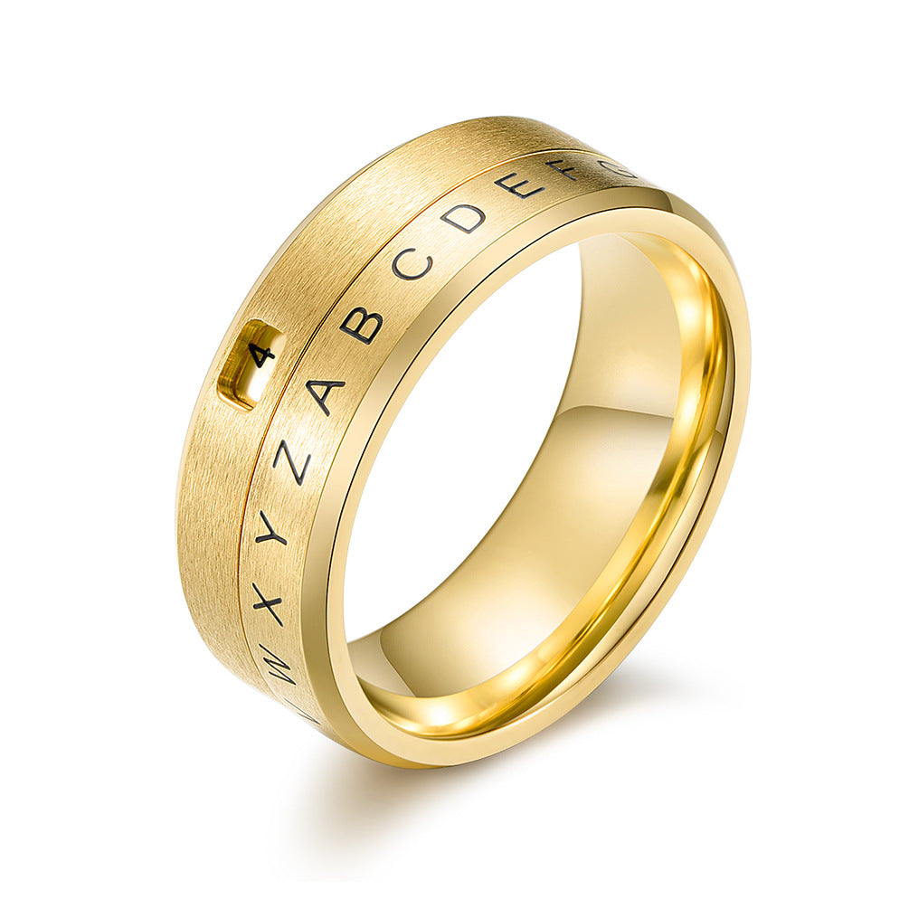 Planderful Rotating Titanium Steel Ring Alphanumeric Customization For Trendy Adults