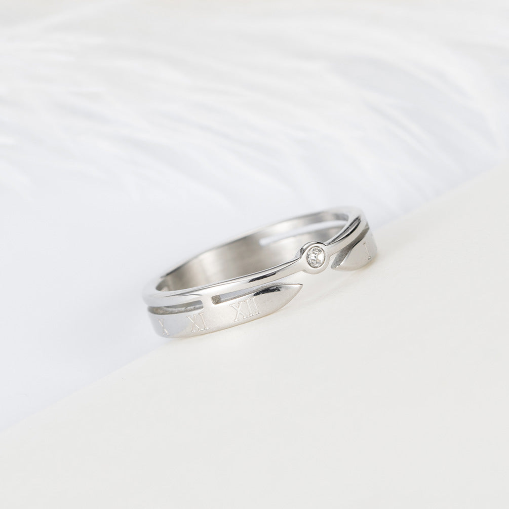 Rose Gold Roman Numerals With Zircon Women's Ring – Elegant – Gifts