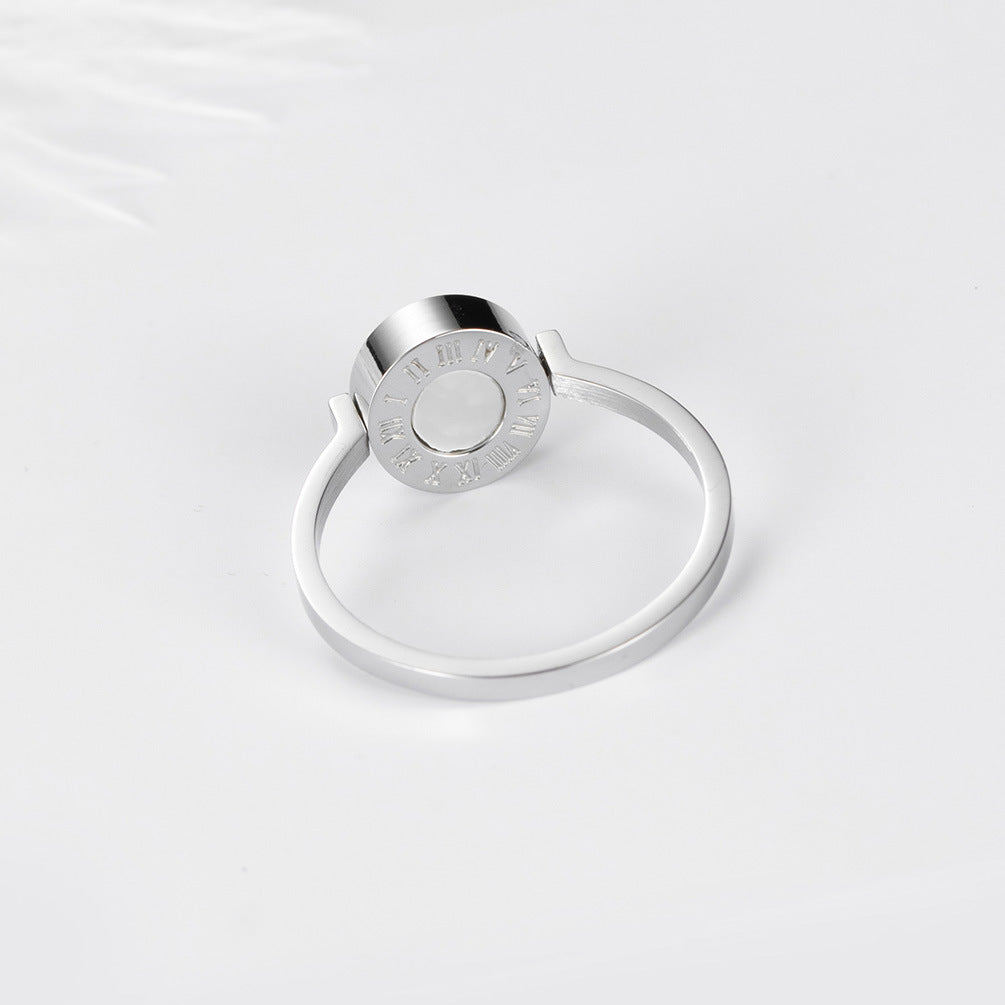 Shell Double-Sided Rotating Women's Ring – Rose Gold Roman Numerals Women's – Elegant