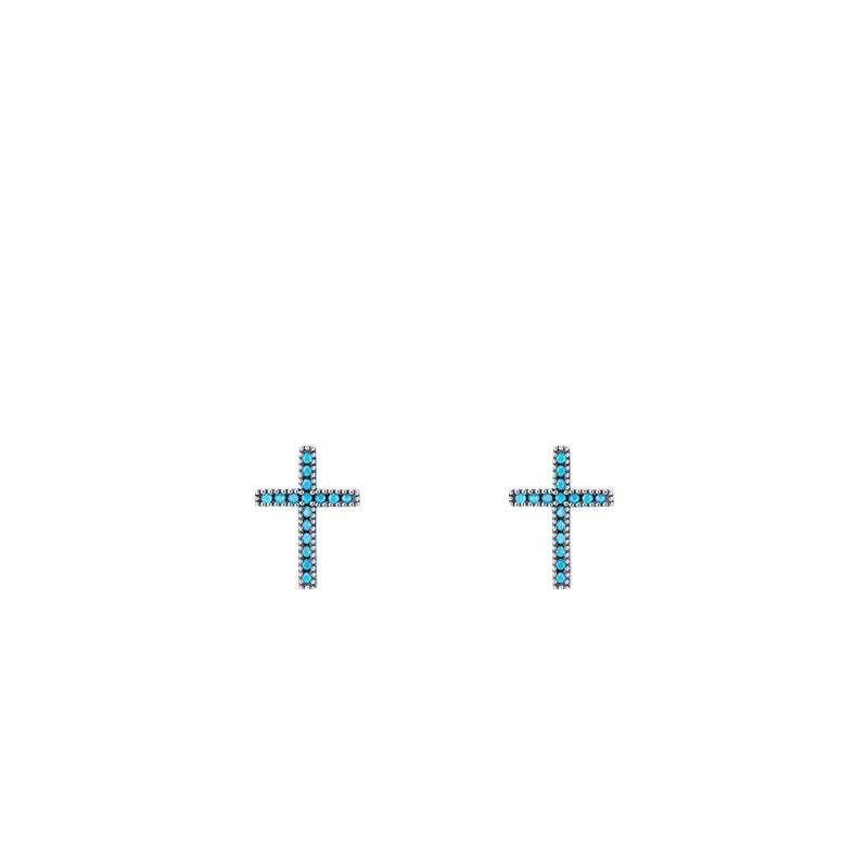 925 Sterling Silver Turquoise Openwork Stud Earrings