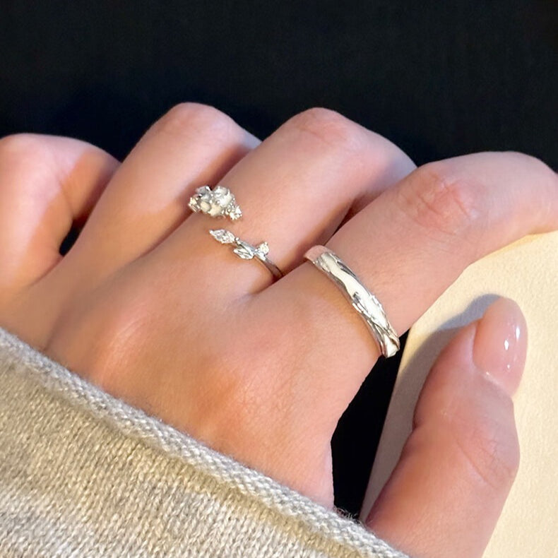 Planderful 925 Sterling Silver Luminous Camellia Ring For Couples Valentines Gift