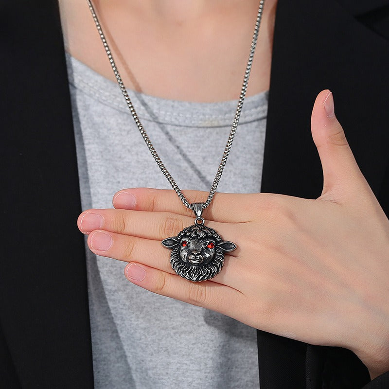 Punk Lamb Stainless Steel Pendant Necklace