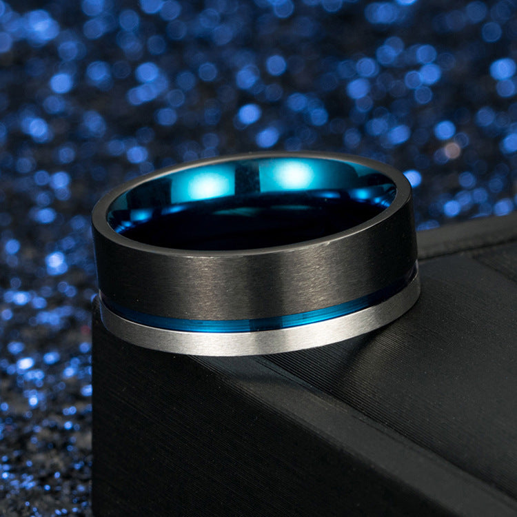 Planderful Everyday Genie Steel Ring For Men Hip Hop Inspired Blue Black Daily Wear Jewelry