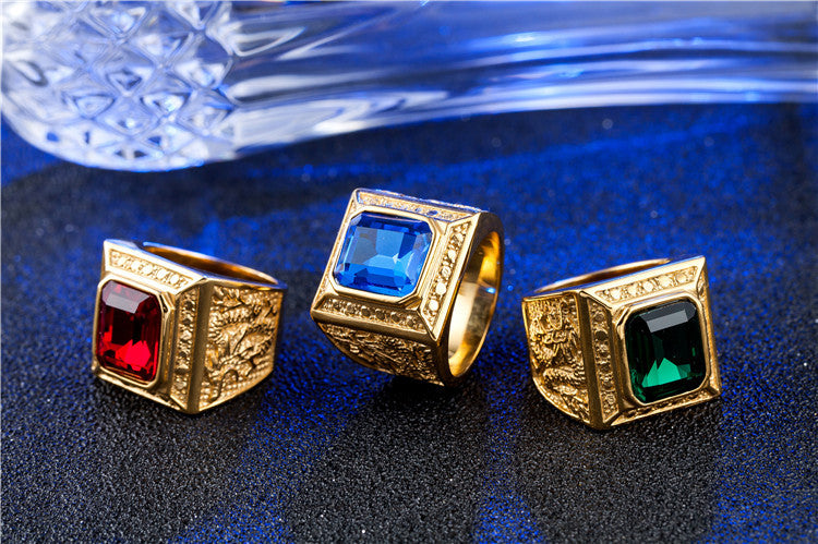 Dragon Stainless Steel Ring For Men And Women Chinese Style Zircon Domineering Bold Statement Planderful