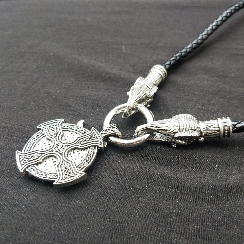 Norse Legacy Viking Odin Necklace for Men, Metal Pendant with Helena Design