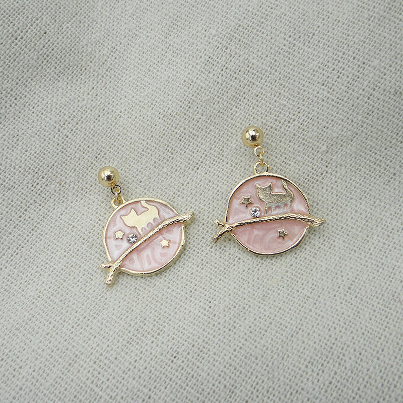 Enchanting Pink Kitten Earrings with Japanese and Korean Flair