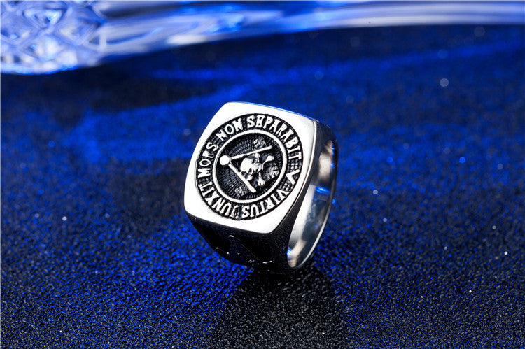 Planderful Everyday Genie Freemason Skull Ring Durable Titanium Steel Unisex Protection Statement