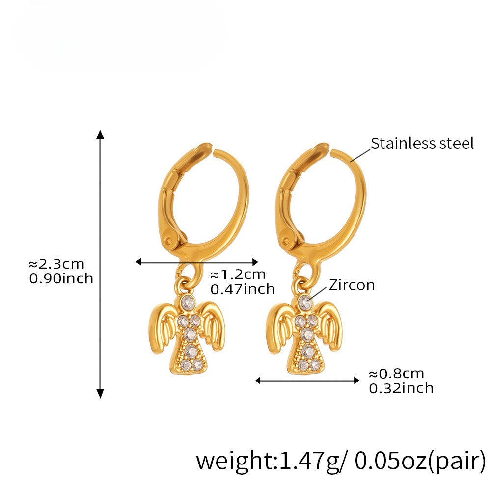 Planderful Zircon Angel Pendant Earrings For Women
