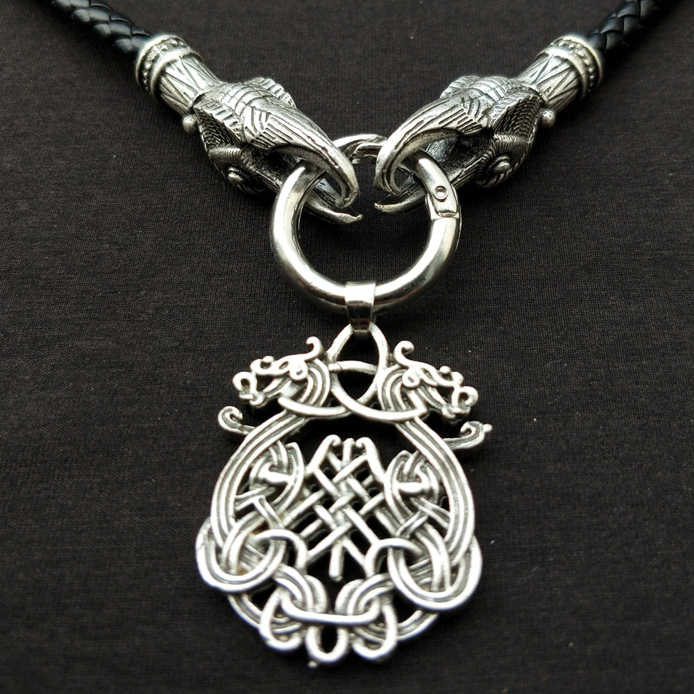 Norse Legacy Dragon Pendant Necklace - Stylish Viking Amulet for Men