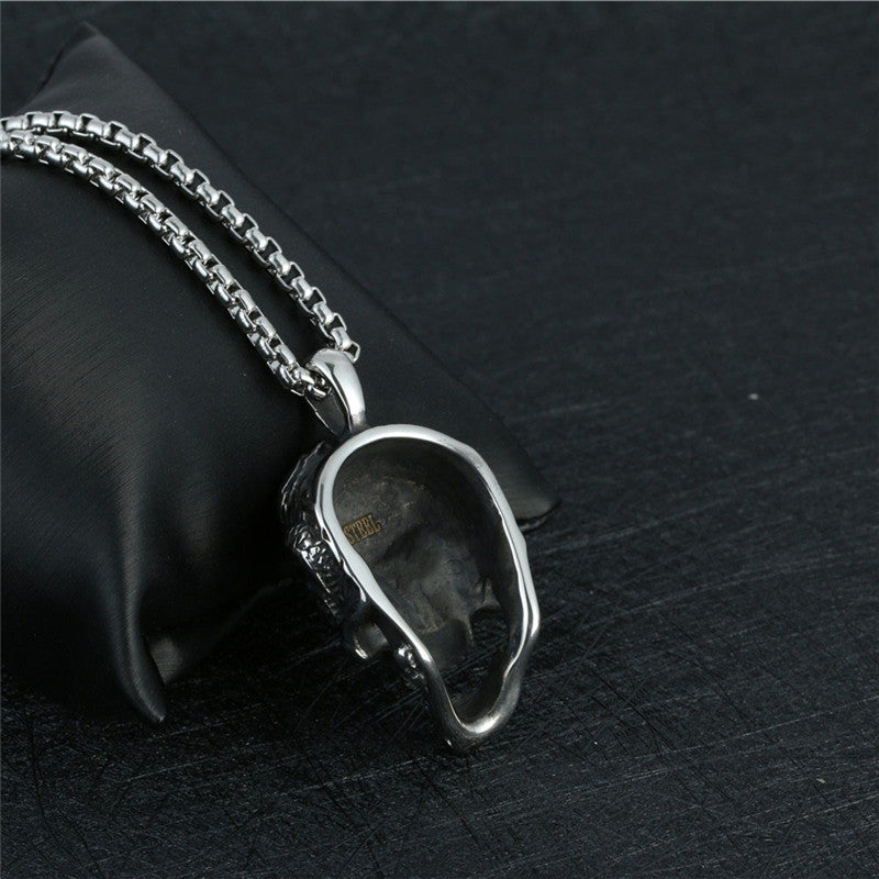 Titanium Steel Skull Pendant Necklace for Men - Retro Rock Style Ghost Head Design