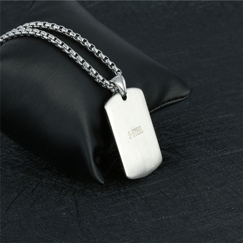 Titanium Steel Skull Pendant - Retro Rock Cross-Border Necklace for Men, 45mm Large Tag Design