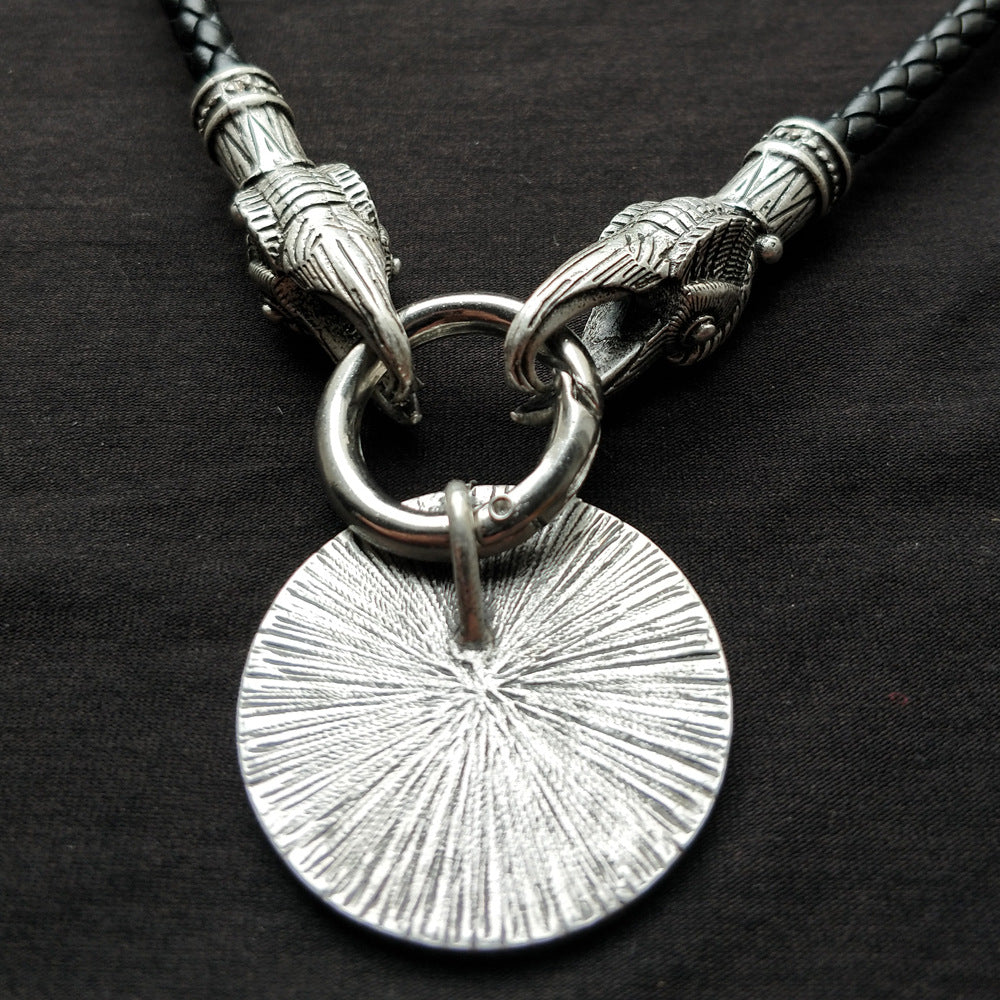 Foreign Trade Sun Wolf Necklace - Norse Legacy Viking Rune Amulet Pendant for Men