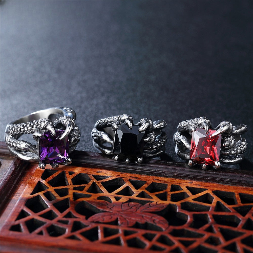 Planderful Fashion Retro Ghost Claw Zircon Men's Titanium Steel Ring Unisex Personalized Protection Statement