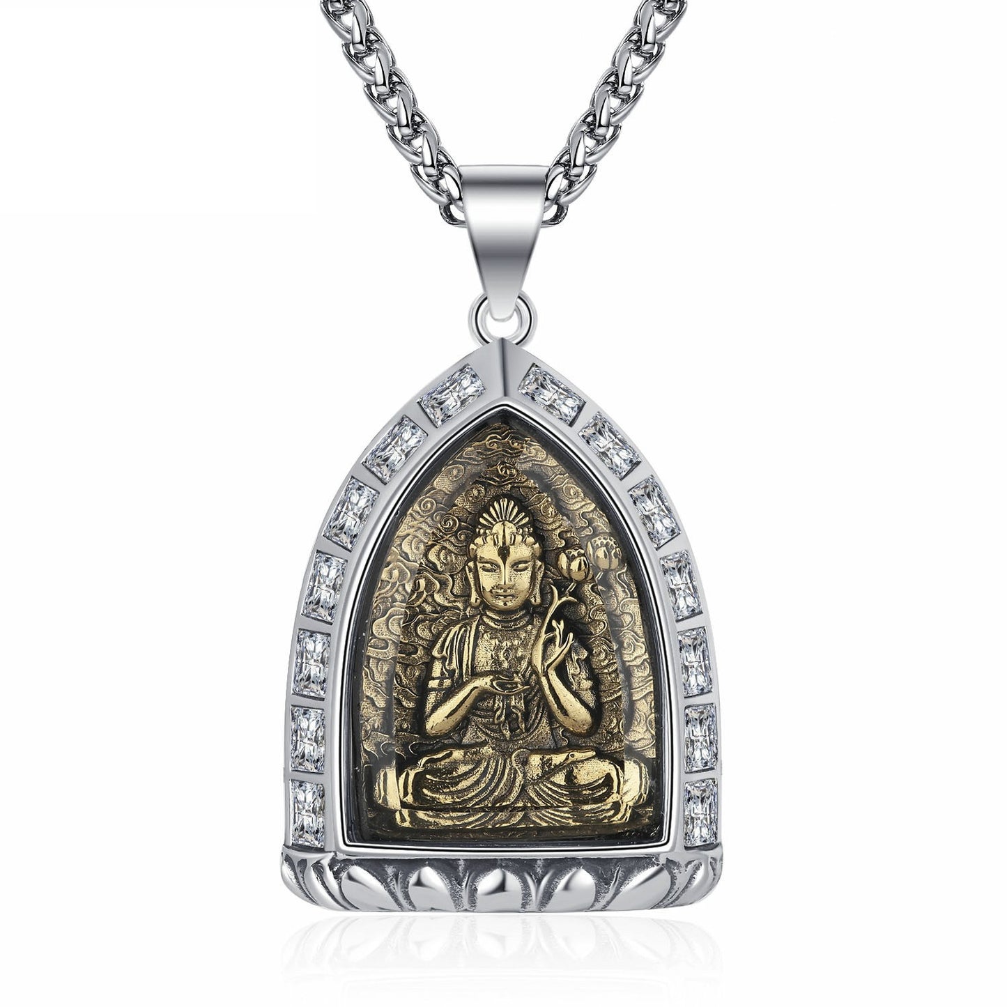 Steel Necklace – Elegant Chinese Buddha Style