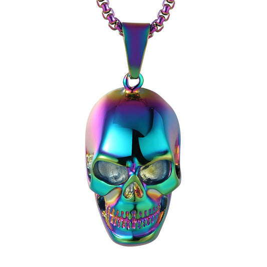 Halloween Coloured Skull Titanium Steel Necklace for Men