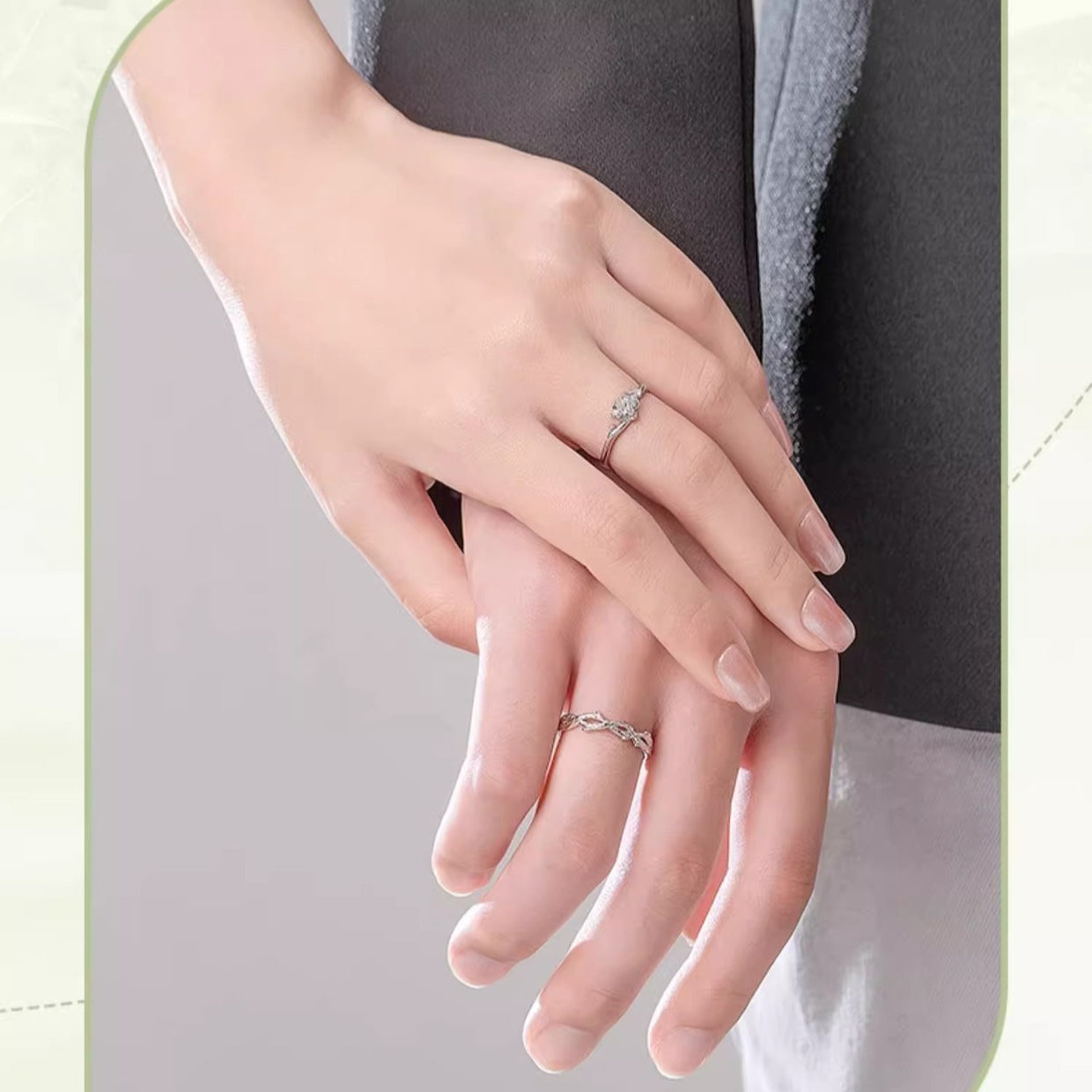 New 925 Sterling Silver Platycodon Flower Couple Ring