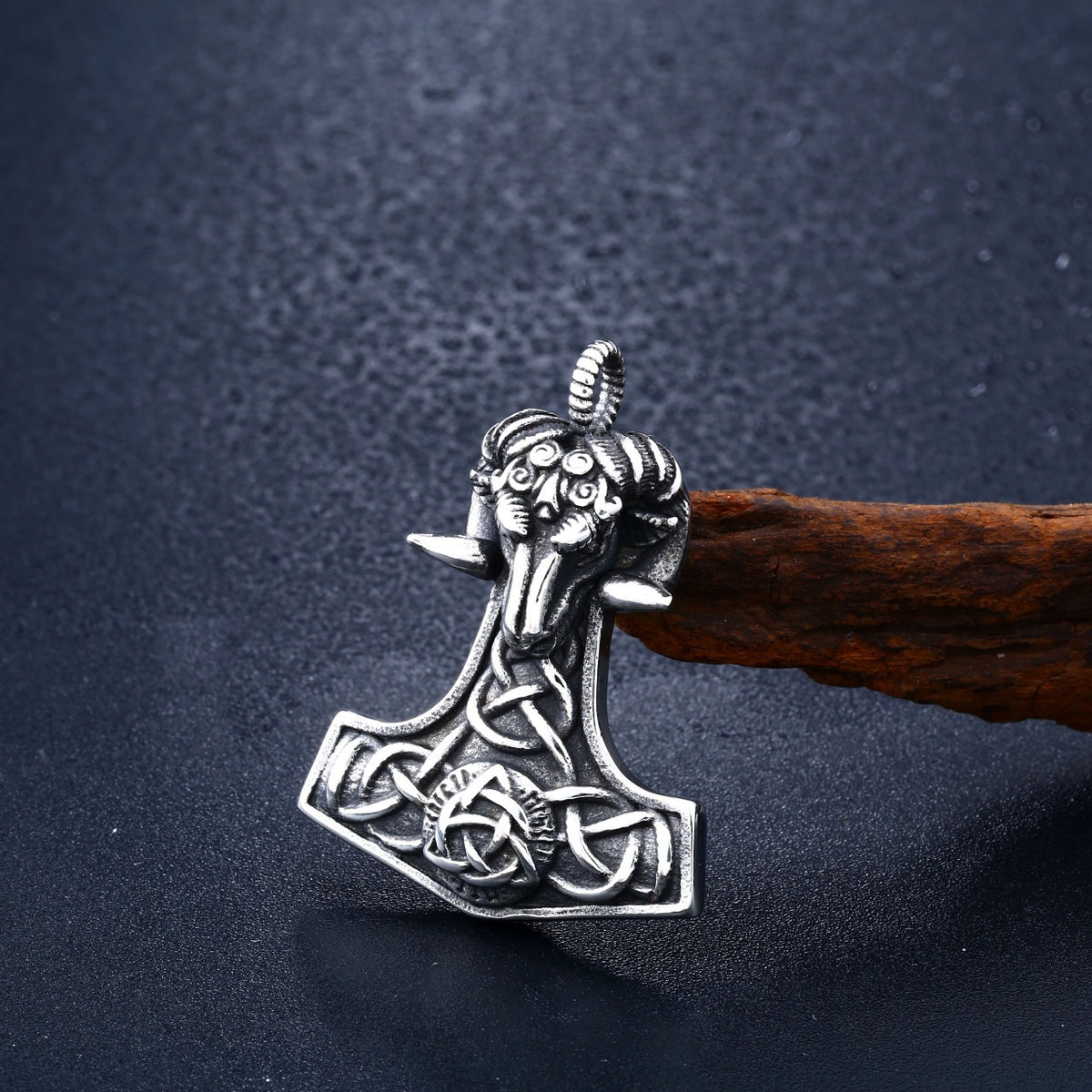 Titanium Steel – Viking Sheep Head Stainless Steel Pendant – Men's Pendant Necklace