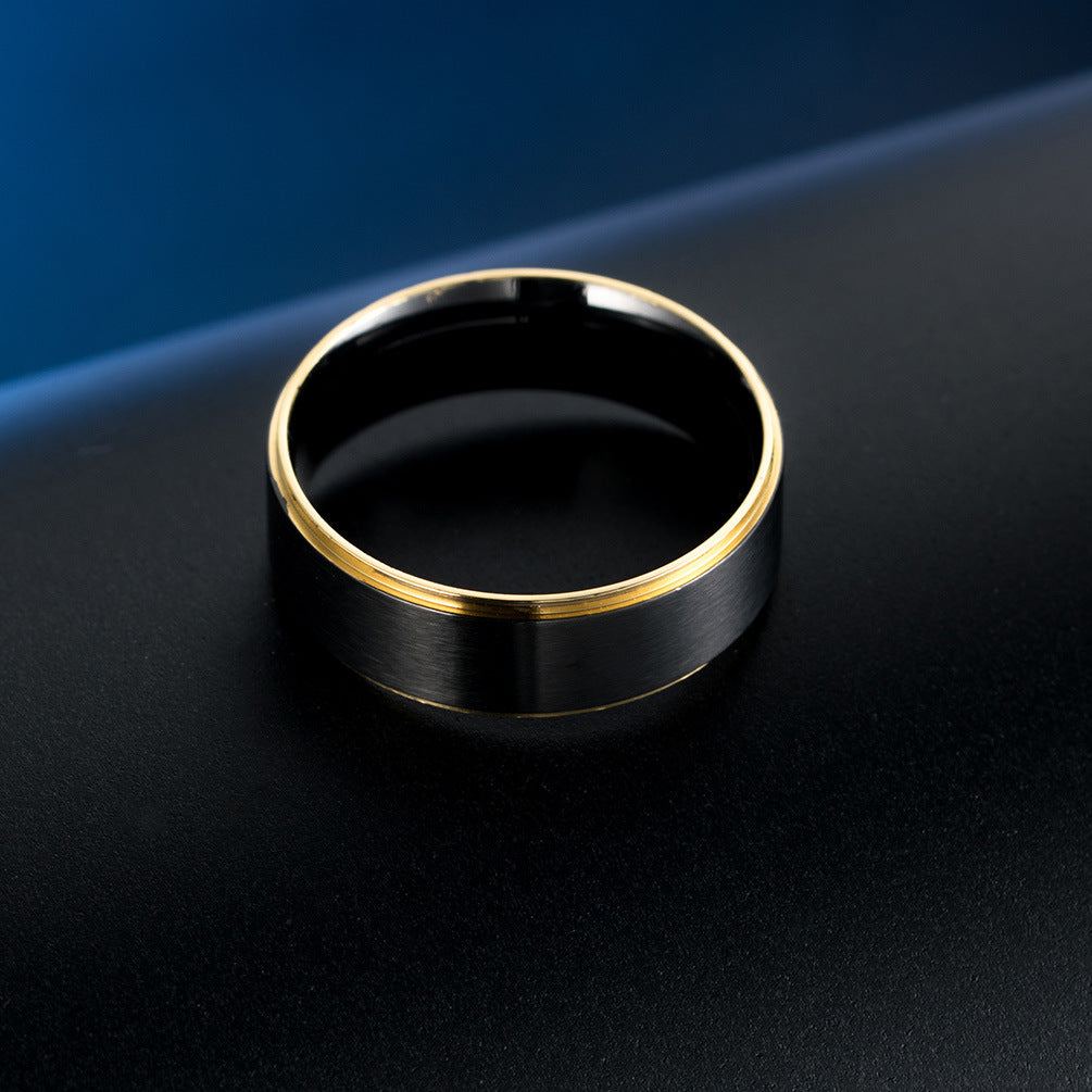 E-Commerce Jewelry Titanium Steel Black Two-Color Ring