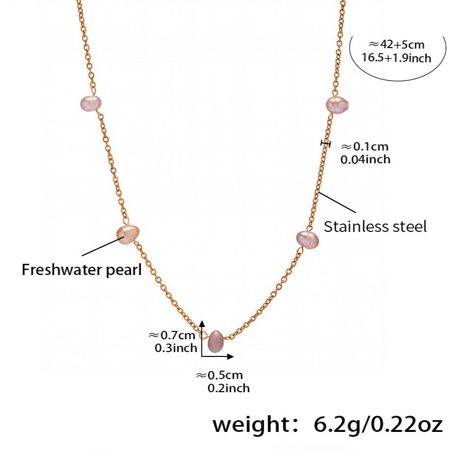 Planderful Pink Freshwater Pearl Collarbone Necklace Women
