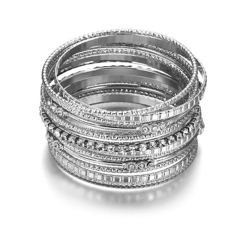 Radiant Rhinestone-Adorned Multi-layer Alloy Bracelet for Women by Planderful Vienna Verve Collection