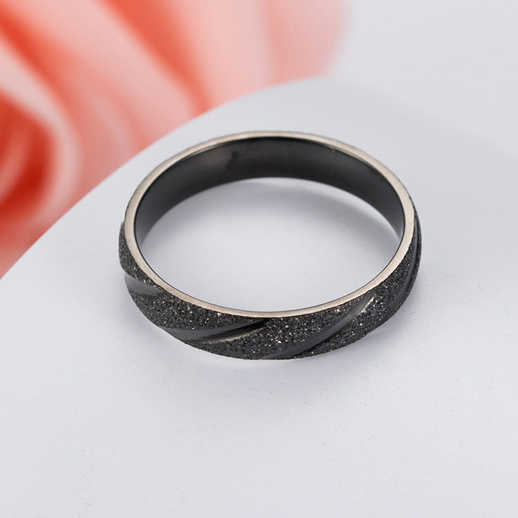 Planderful Titanium Steel Couple Ring For Couples Trendy Fashion Jewelry Pearl Sand Detail