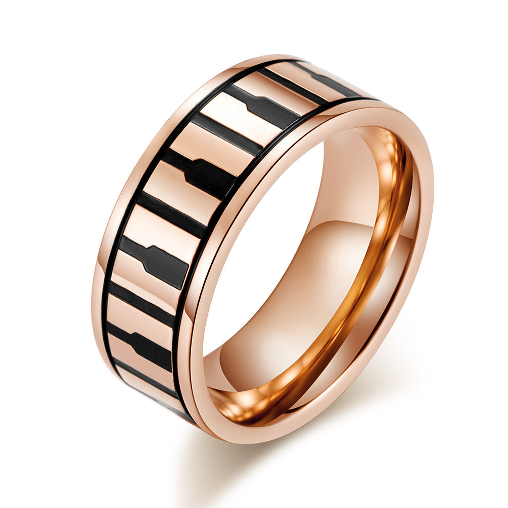 Rose Gold Piano Keyboard Stainless Steel Ring