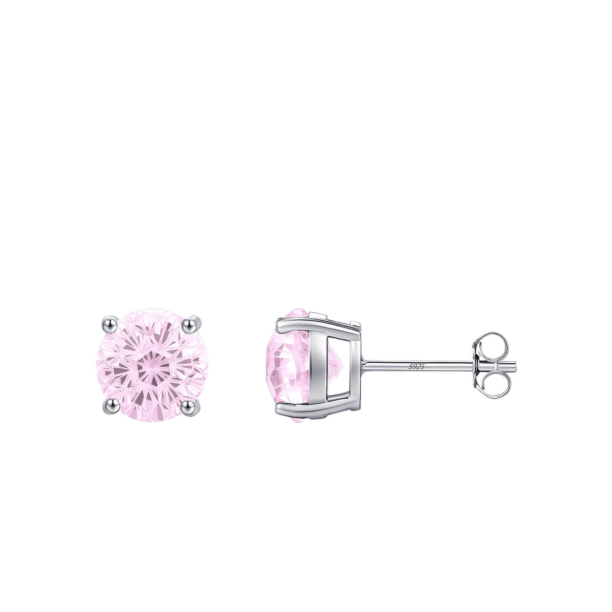 925 Sterling Silver Pink Fireworks-Cut Earrings