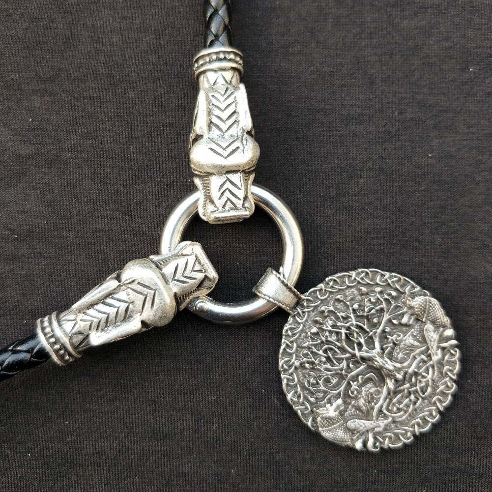 Celtic Wolf and Tree of Life Pendant Necklace - Viking Inspired Men's Jewelry