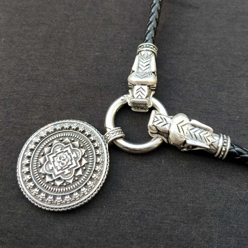 Norse Legacy Metal Pendant Necklace - Datura Geometric Amulet Religious Jewelry