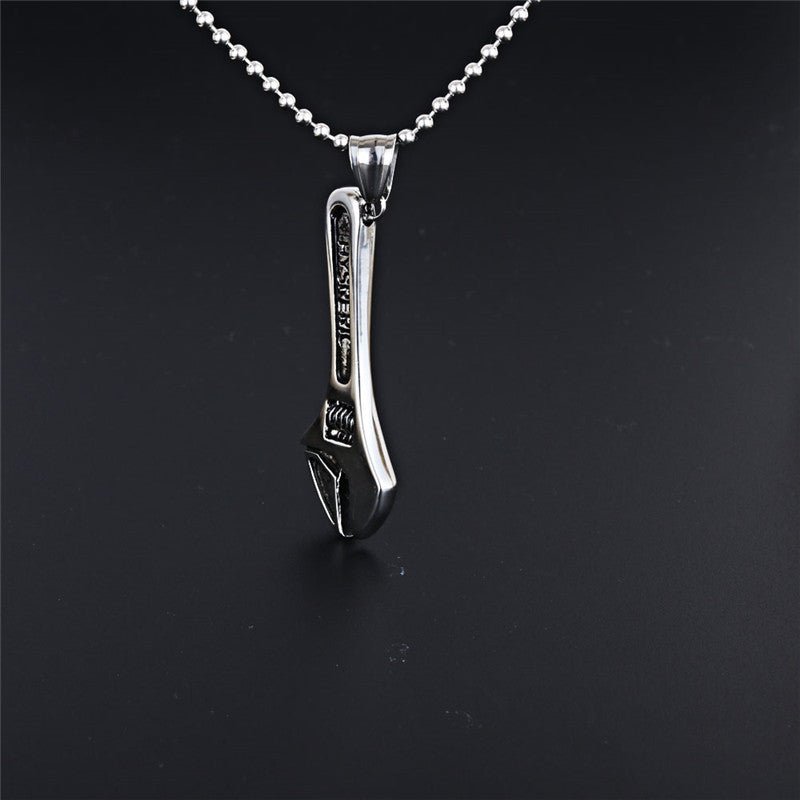 Titanium Steel Wrench Pendant Necklace for Men - Unique European and American Style Jewelry, Wholesale Cross-Border Design
