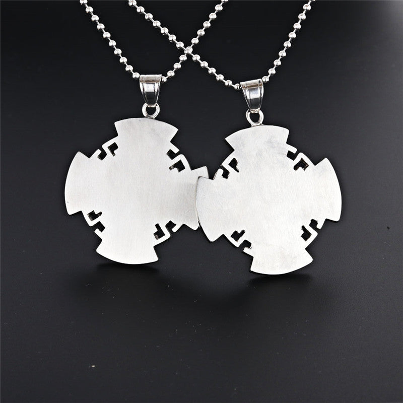 Stylish Men's Cross Pendant Necklace in Titanium Steel with Black and White Zircon