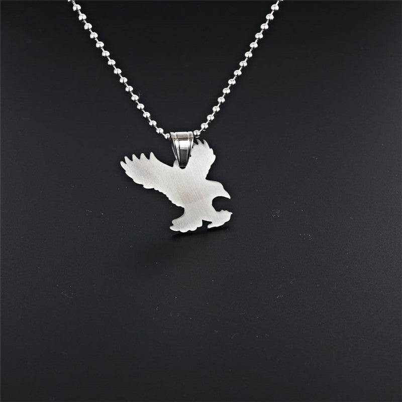 Trendy Men's Sky Eagle Pendant Necklace in Titanium Steel