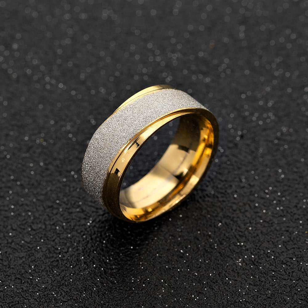 Frosted Gold Plated Stainless Steel Rings Set for Men - Wholesale Jewelry Accessories