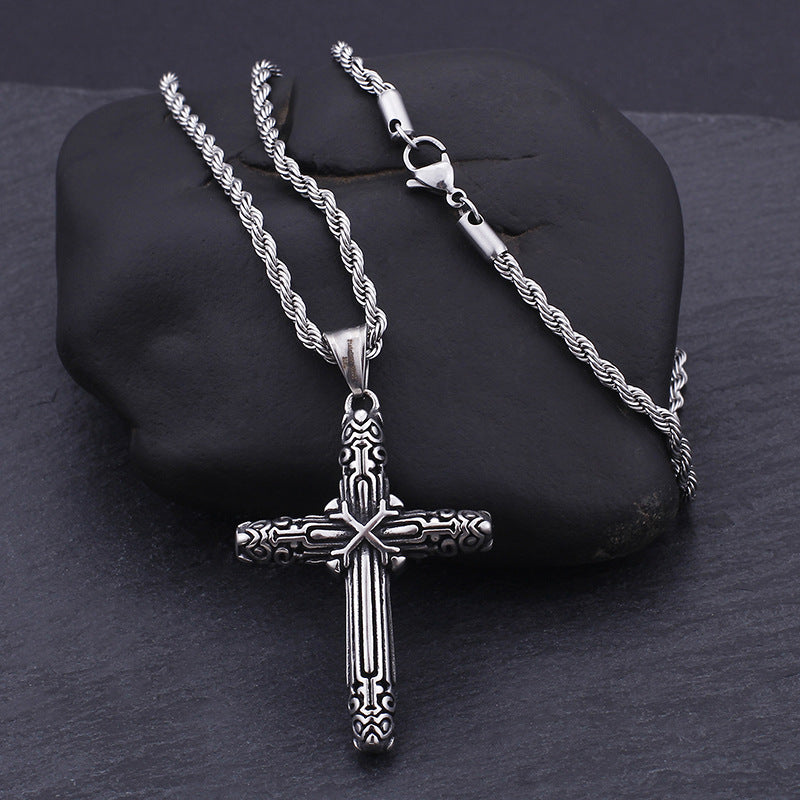 Punk Style Titanium Steel Cross Pendant for Men - Personalized Everyday Genie Jewelry